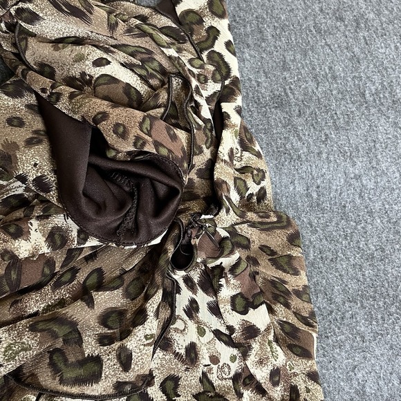 Vtg Y2K Ruffle Halter Top Sz X-Large Animal‎ Print Date Night Going Out Office - Picture 9 of 12